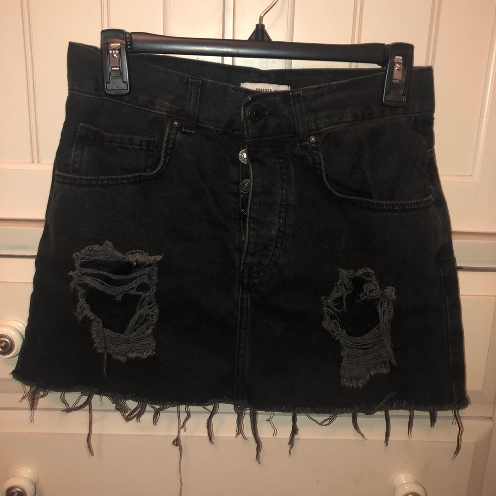 Black jean skirt button up